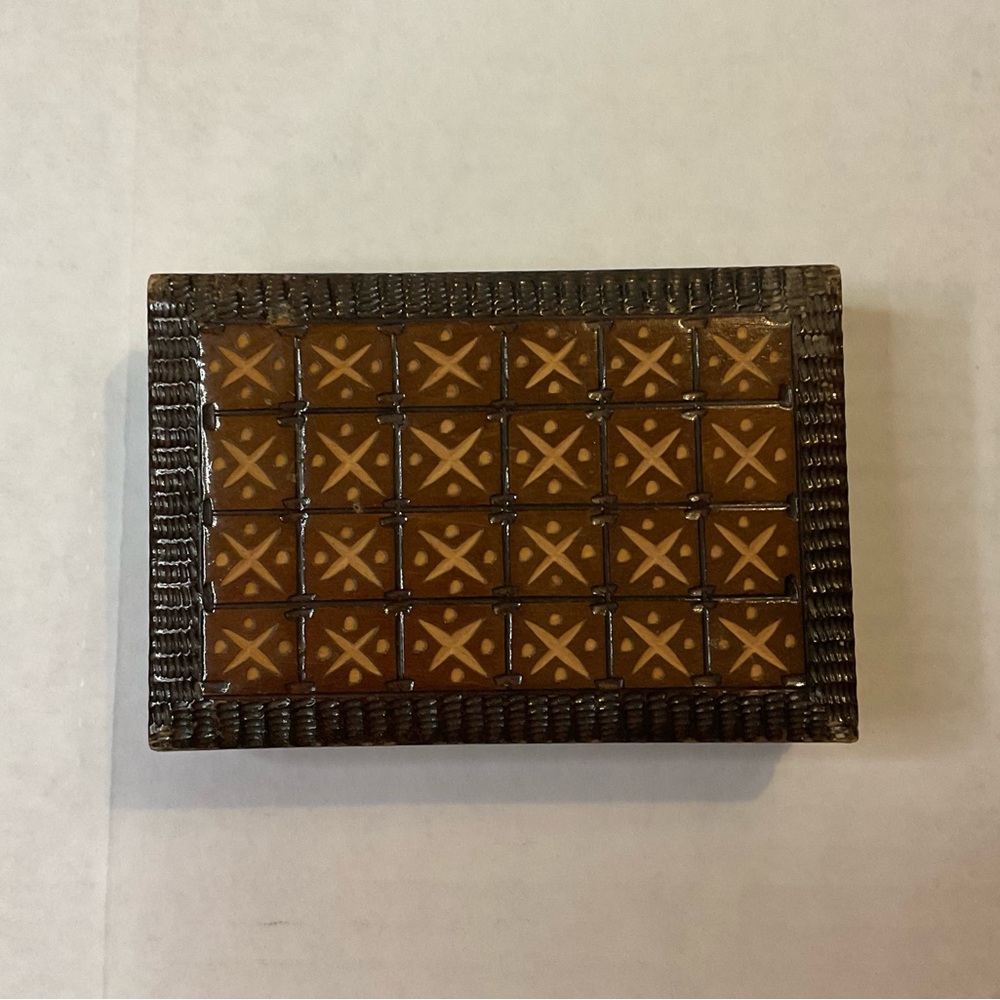 WOODEN TRINKET BOX MADE IN POLAND VINTAGE HAND-CARVED AND STAINED MAY BE SIGNED